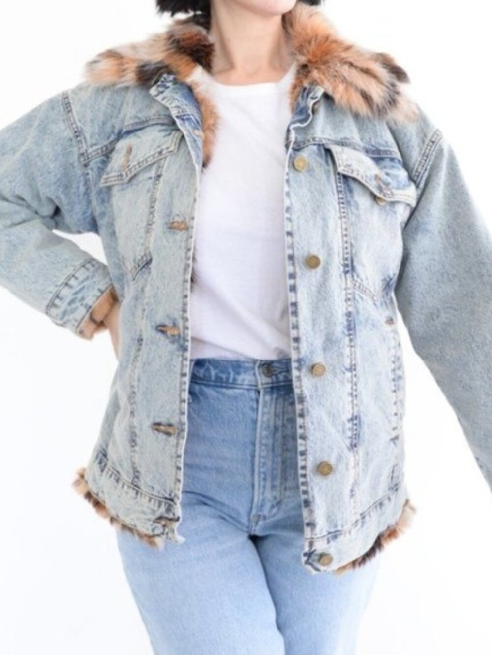 Urban Outfitters BDG Faux Fur Denim Jacket Size XS/S